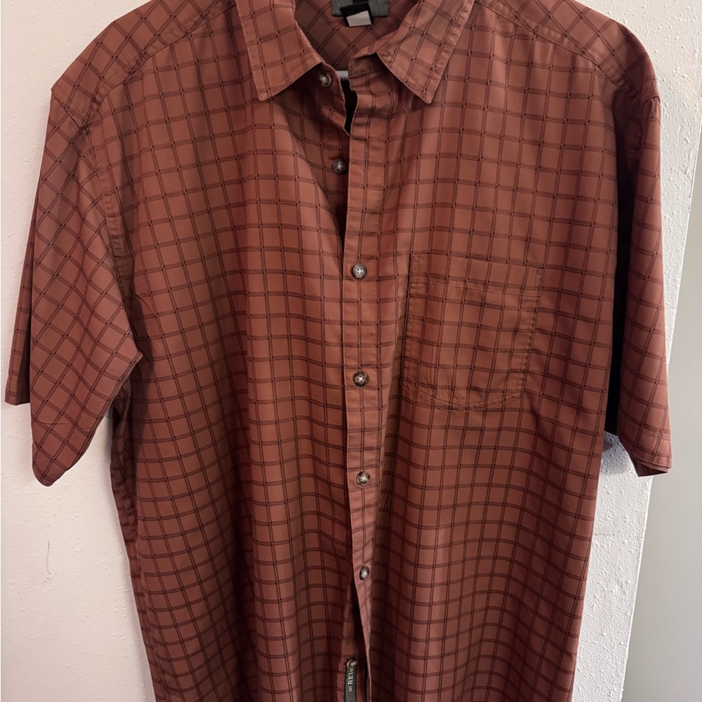 REI Men's Rust Checkered Button Down Shirt